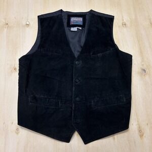 Leather By Guy Loren Vest Mens Large Black Leather Biker Lined Motorcycle Casual